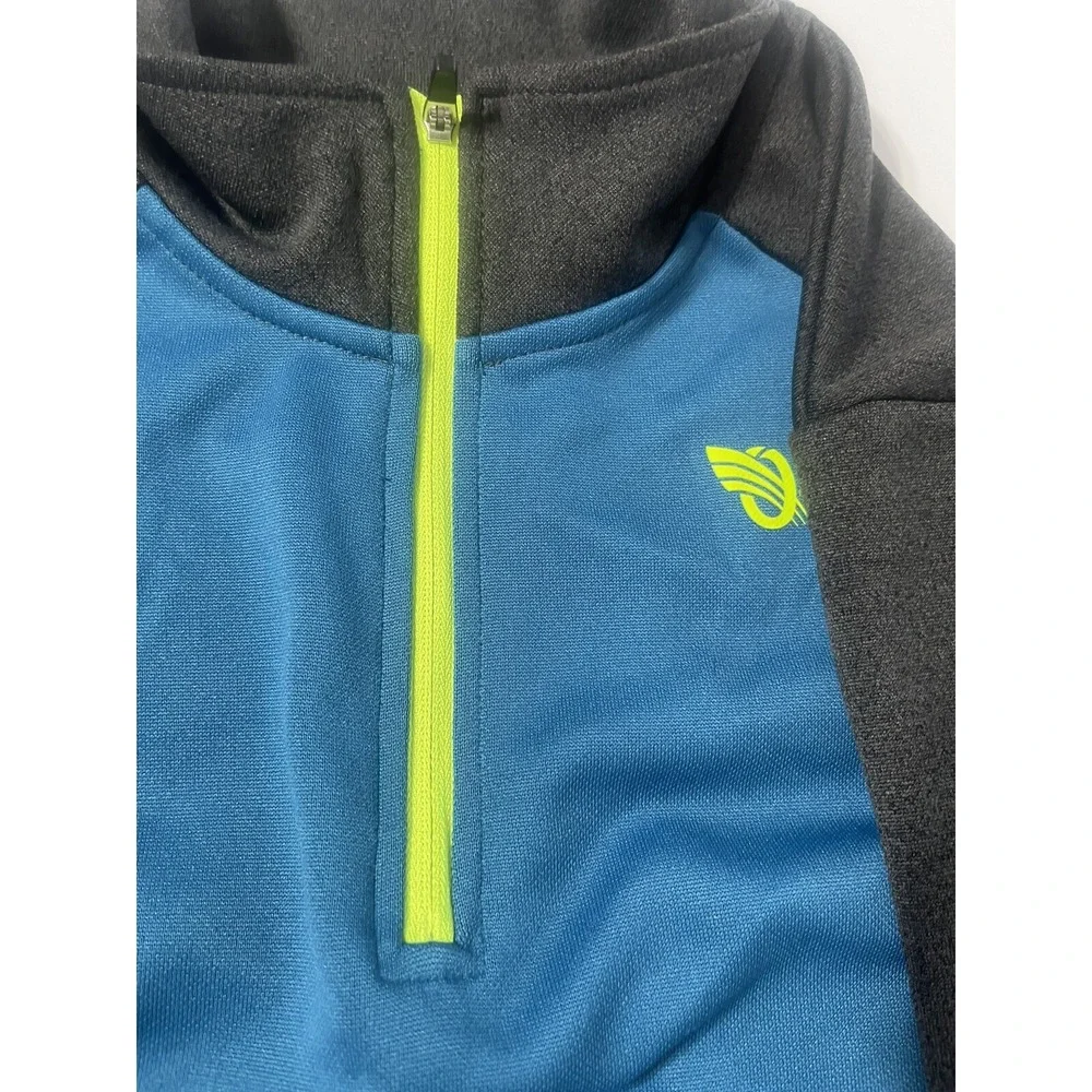 OshKosh Boys Blue Gray Colorblock Quarter Zip Pullover Active Shirt Size 12‎
